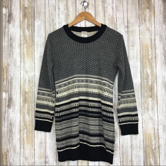 São Paulo Sweater Dress Gray Black Patterned Sz Lg - Picture 1 of 7